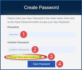 Create Password with Terms and Conditions